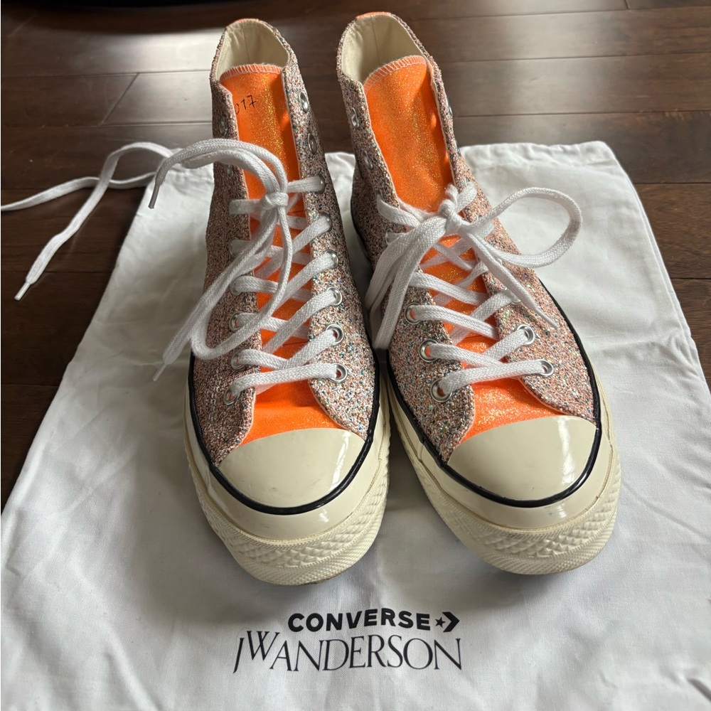 Converse x JW Anderson Glitter High-Top Sneakers in Orange and Pink